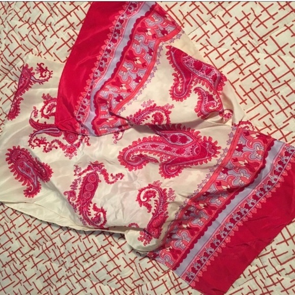 SOLD 90s Satin Paisley Scarf - Picture 3 of 5